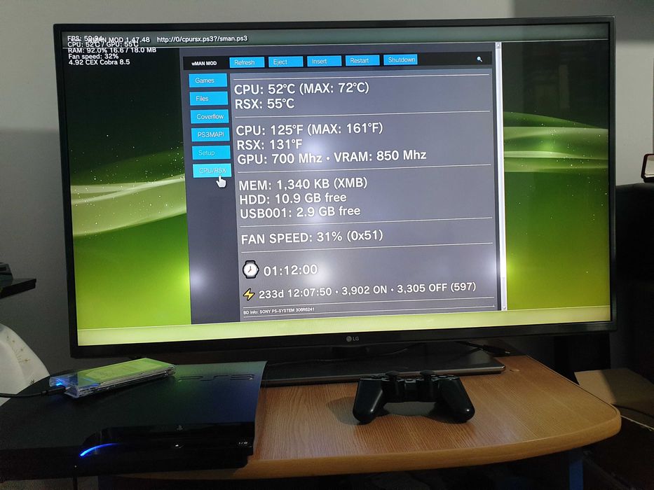 PS3 modat CFW OC SSD 240 GB + 65 jocuri (GTA, Red Dead, Castlevania)