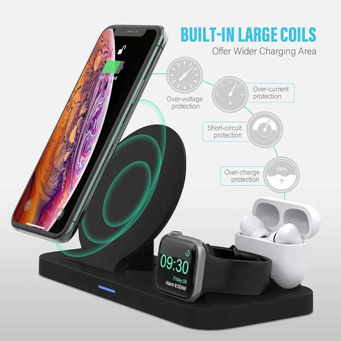 Incarcator Wireless iPhone AirPods + suport casti cu incarcare