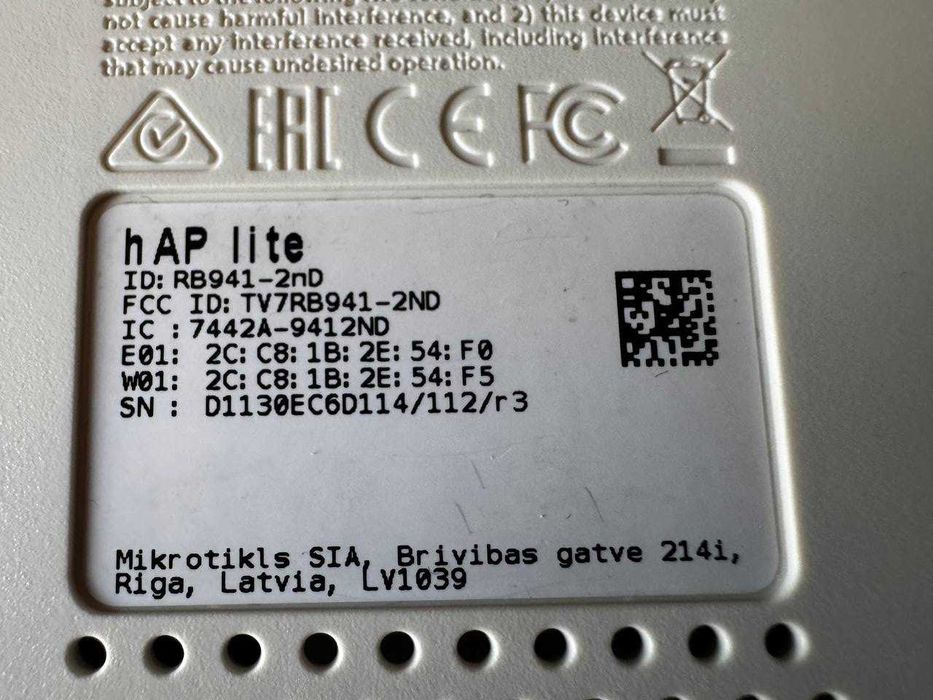 Wi-Fi роутер MikroTik hAP lite RB941-2nD + блок питания