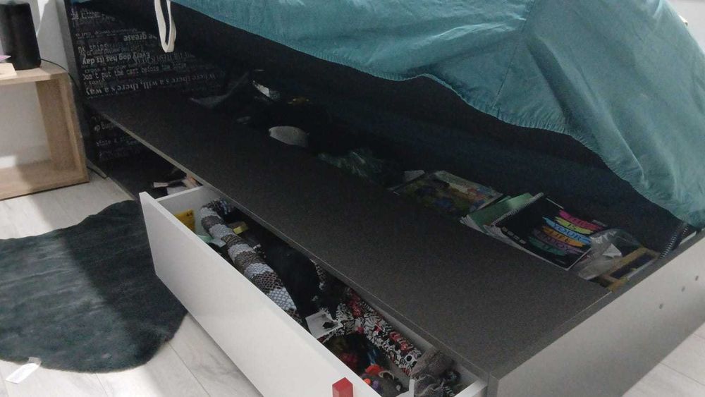 Pat copil 90x200cm cu lada si saltea incluse