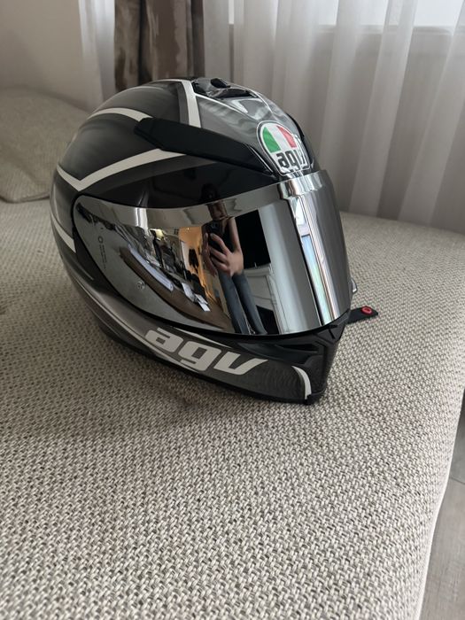 AGV K5 S full-face sport helmet in the "Tempest Black/Silver" graphic scheme