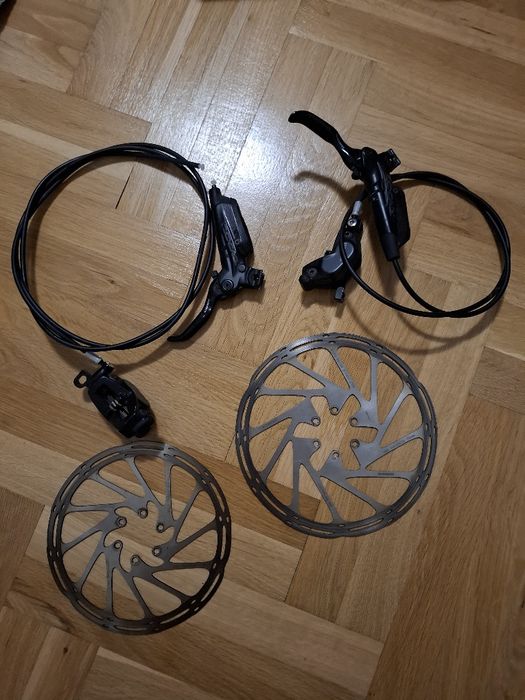 Спирачки SRAM Code R + преден и заден диск+ нови накладки!