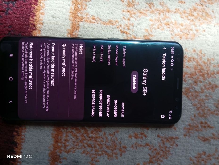 Samsung s8+ holat idial