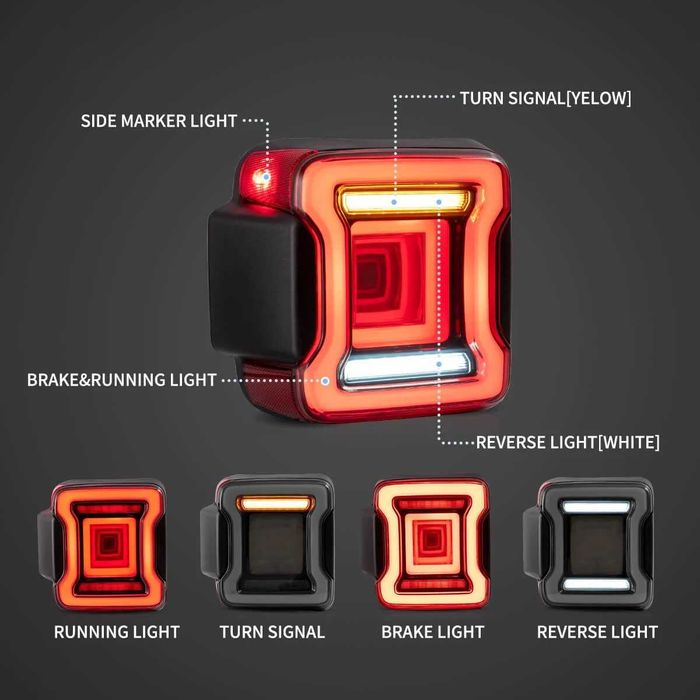 Комплект стопове с жълти мигачи за Jeep Wrangler JL 2018-