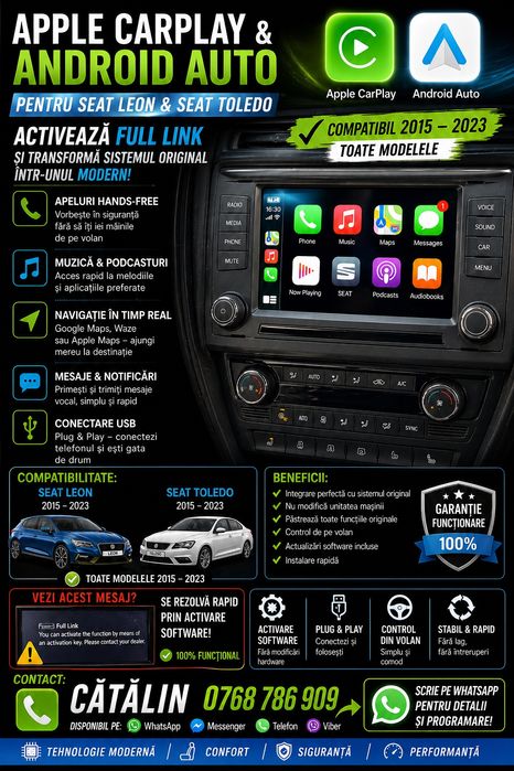 Card SD Activare CarPlay & Android Auto SEAT / VW / Audi / Skoda FULL LINK SmartLink App Connect