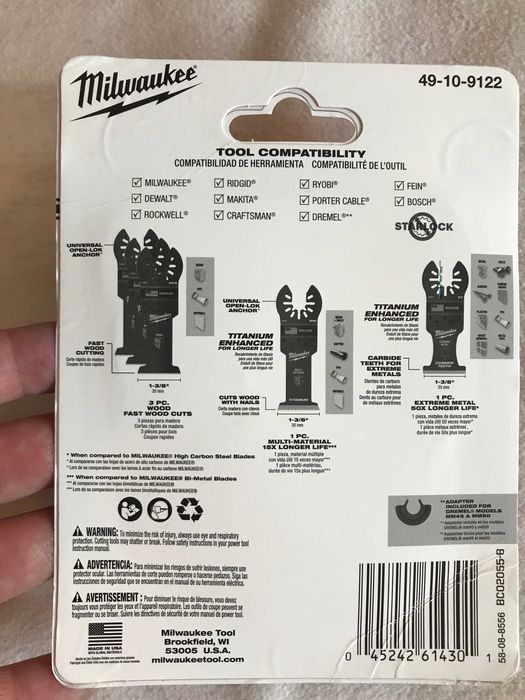 Milwaukee комплект резец/триони за метал и дърво от САЩ, 5 броя