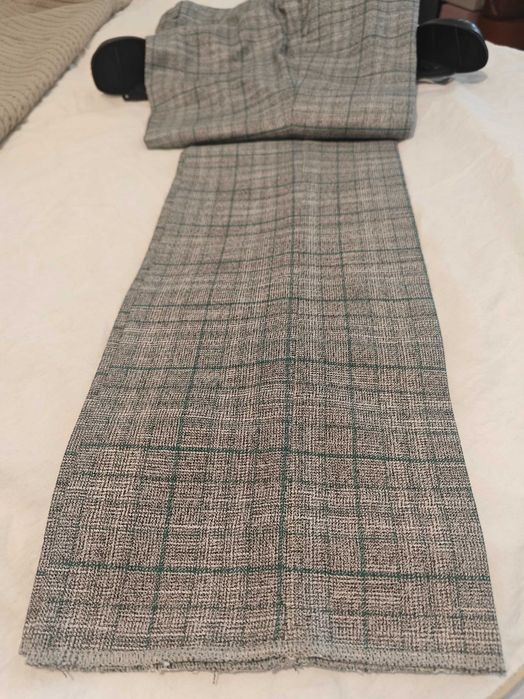 Мъжки костюм, зелено райе лен Carducci подарък Риза и подгъв панталон