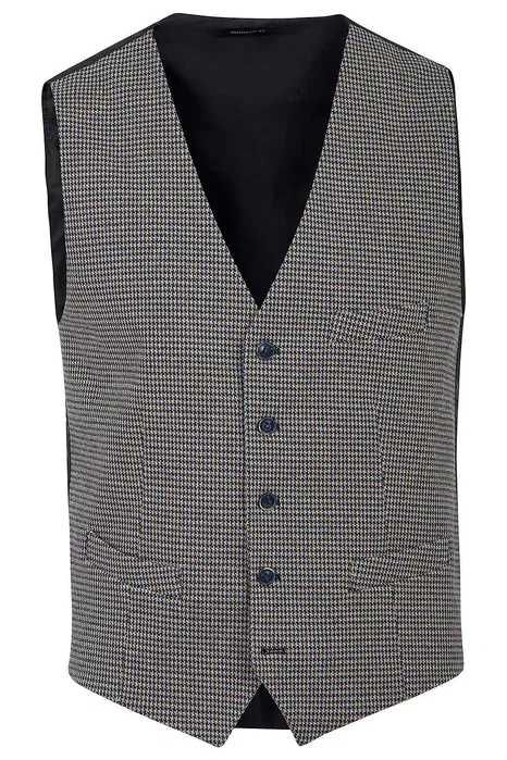 Costum barbatesc nou, gri in carouri, 2 veste: gri si bleumarin