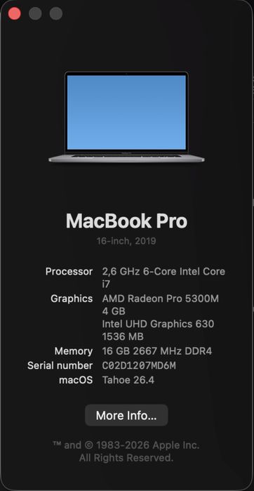 Macbook Pro 16 2019 i7 16/512 gb