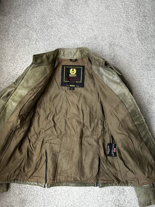 Belstaff  Мото естествена кожа  Дерматинено Зелено Яке  L