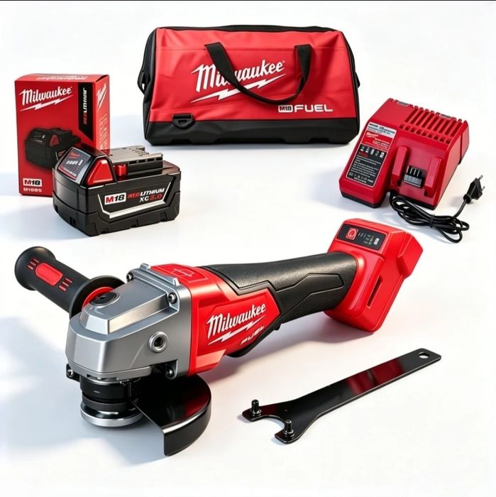 Безжичен ъглошлайф  Milwaukee 125 мм, безчеткови електроинструмент M-18, безчетков мотор