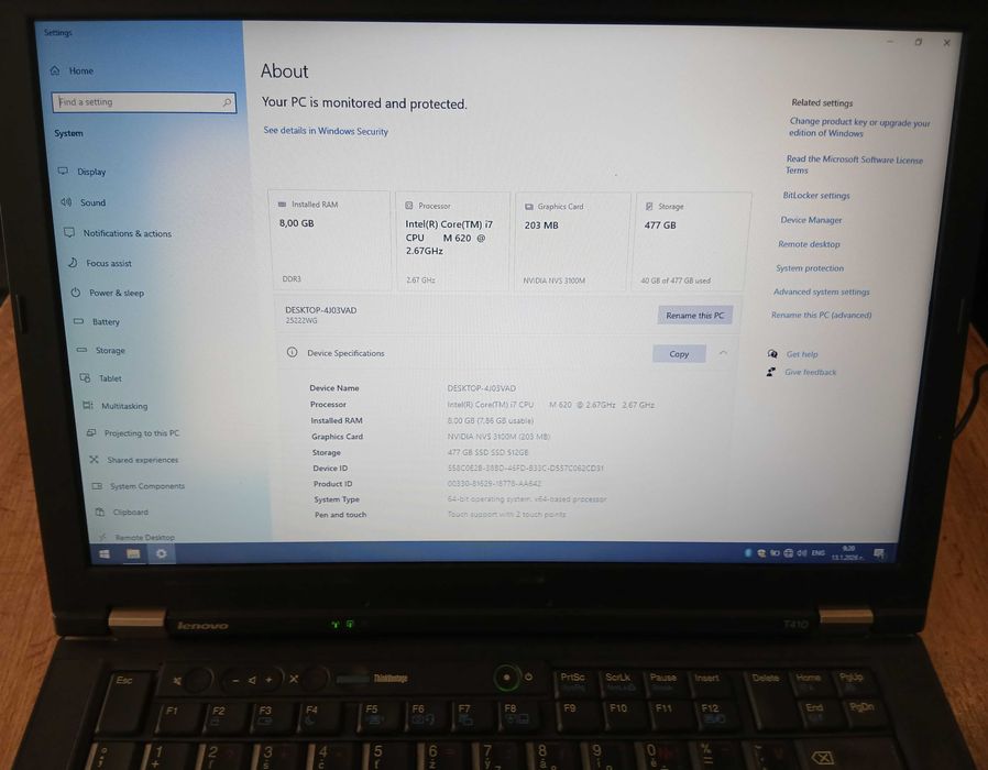 LENOVO ThinkPad I7 2.6Ghz SSD