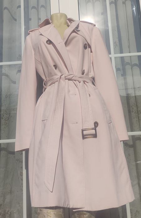 Trench Pardesiu  primavara H&M Roz pastel pudra M Midi