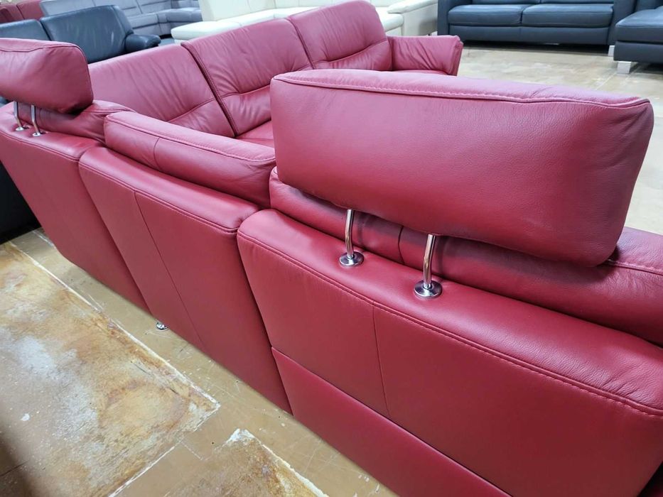 ПРОМОЦИЯ!!! Червен кожен ъглов диван "HUKLA HU-SF15058" с ел.релакс