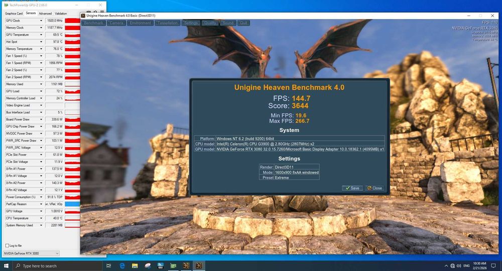Видеокарта Geforce RTX3080 GAMING OC 10GD