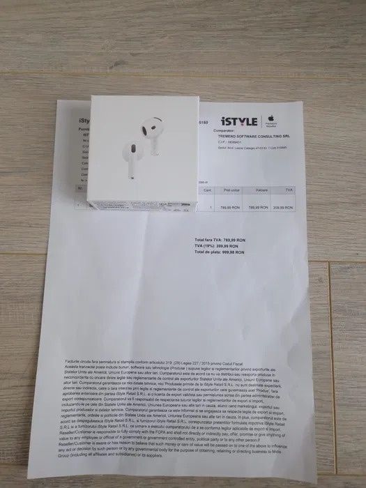 Airpods 4 ANC - Noi, Sigilate - Factura iStyle