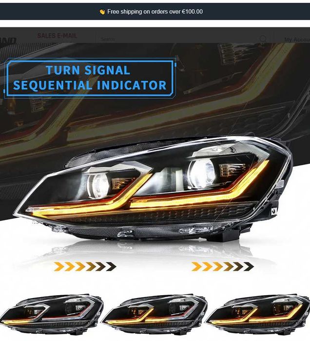 FULL LED фарове VW GOLF 2012-2017