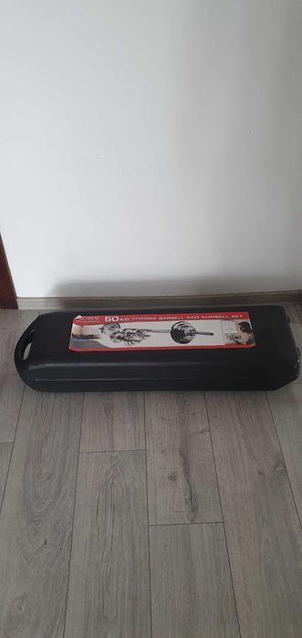 Set de discuri cu bare de haltera si gantere pentru fitness, ajustabile, din otel cromat, 50kg