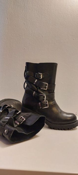 Botine cizme  ghete 36 piele naturala negre