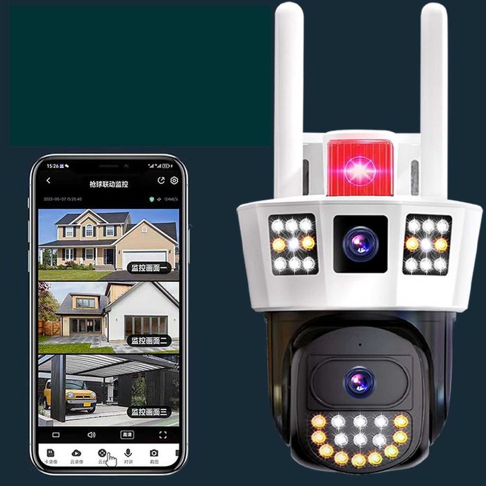 Тройна Wi-Fi камера за видео наблюдение 10 Mpx 360°  Панорамна камера