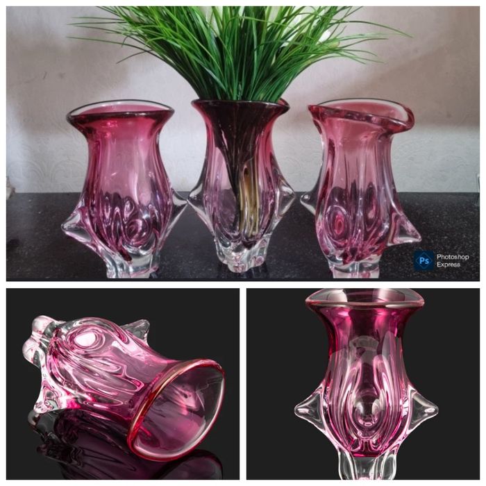 Ваза винтажная розового оттенка, дизайнер Йозеф Господка Josef 1970год