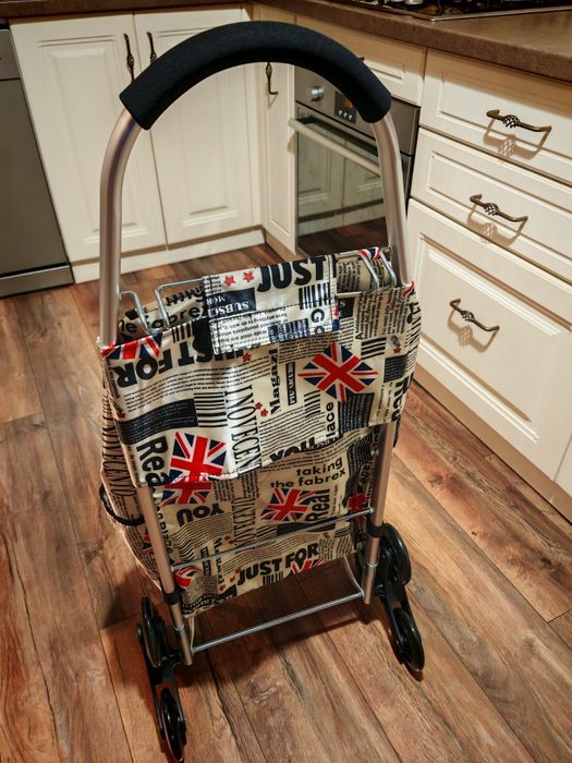 Carucior pentru cumparaturi, roti triple , impermeabil, print deosebit