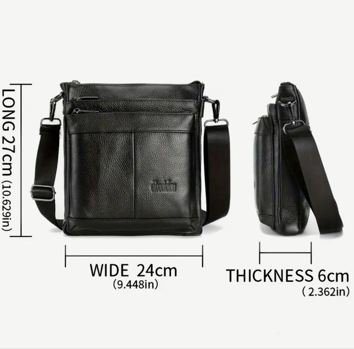 Мъжка творческа чанта (торба) за през рамо /Естест. кожа -20% Промоция