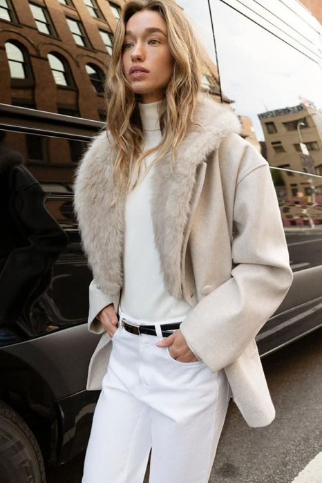 Комбиниран елек с каракул   и елек с косъм Zara