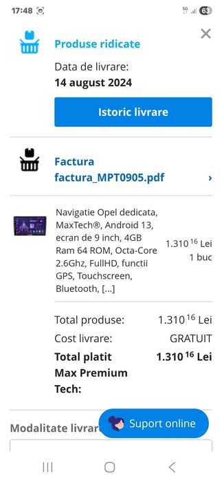 Navigatie Opel dedicata, MaxTechR. Android 13. ecran de 9 inch. 4GB Ra