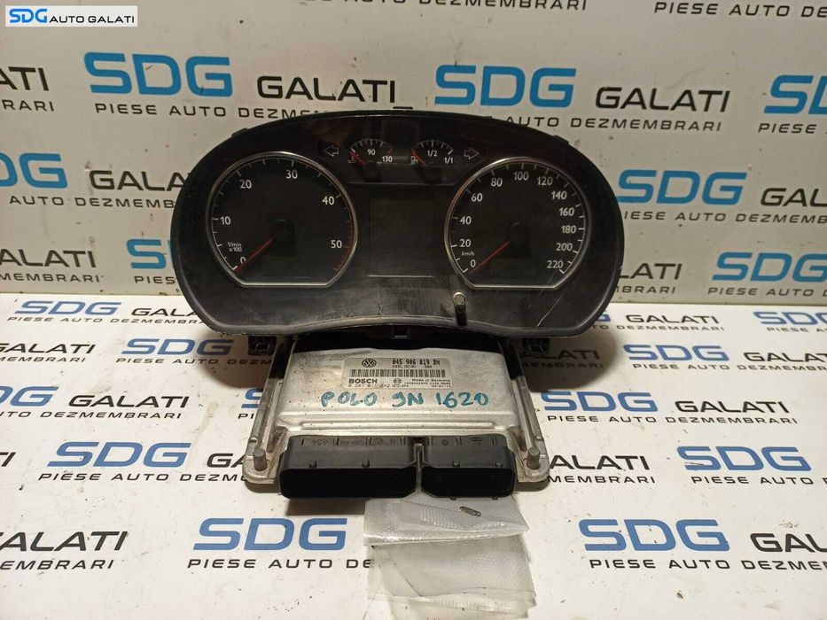 Kit Pornire ECU Calculator Motor Ceas Ceasuri Cluster Instrumente Bord Volkswagen Polo 9N2 2001 - 2005 Cod 045906019BH 0281011242 6Q0920821L [L0984] [L0985] [L0986]