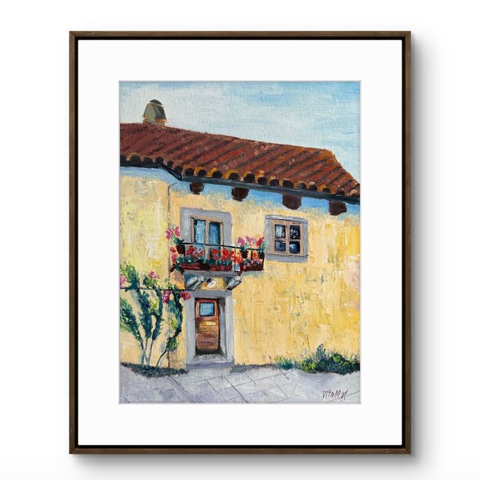 Оригинальная картина маслом Солнечный дом, живопись 24х30 см