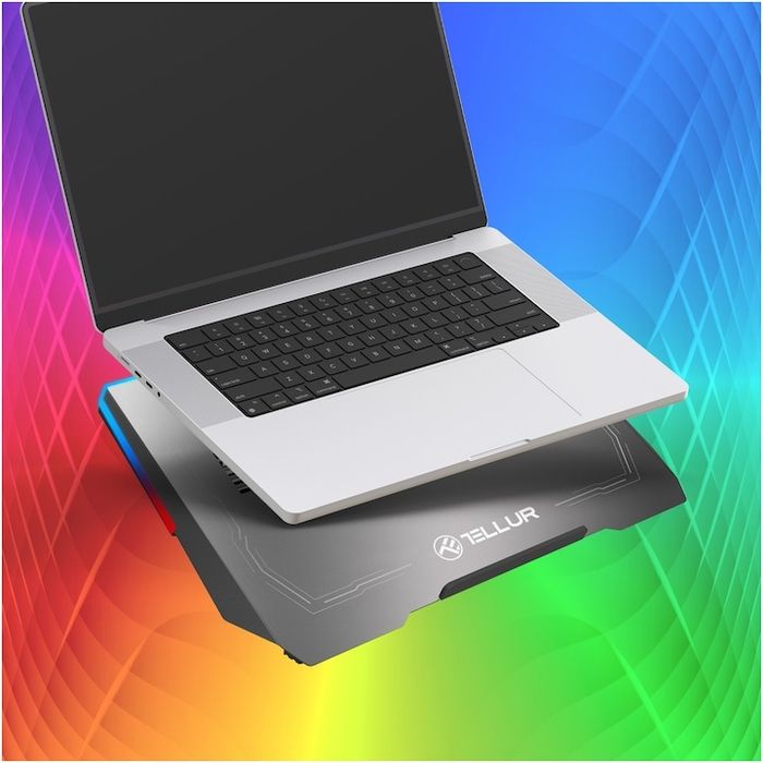 Cooler laptop Tellur Shade, 17", 3 ventilatoare, Band LED RGB, USB,