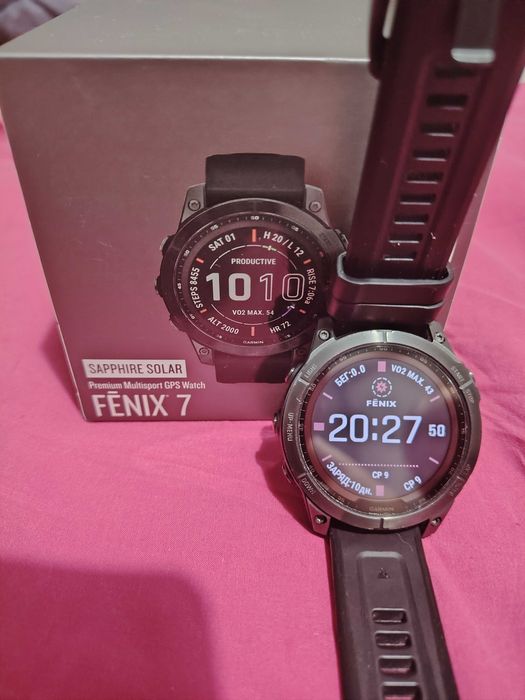 Garmin Fenix 7 Sapphire Solar Titanium (47mm) + коробка