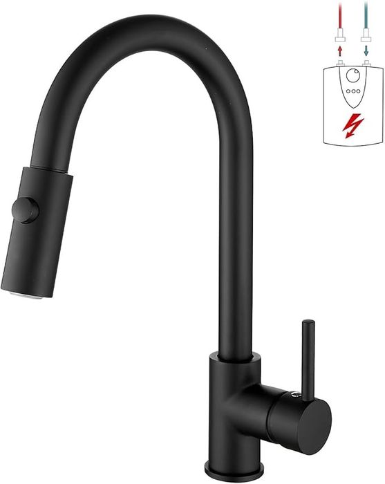 Baterie bucatarie neagra extractibila 360° 2 functii presiune mica