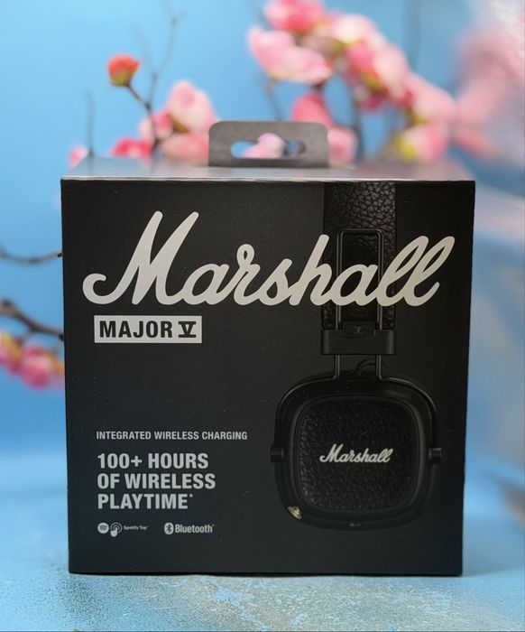 НОВИ!!! Безжични слушалки Marshall Major V, Bluetooth, 100+ часа батерия, Wireless Charging, Black