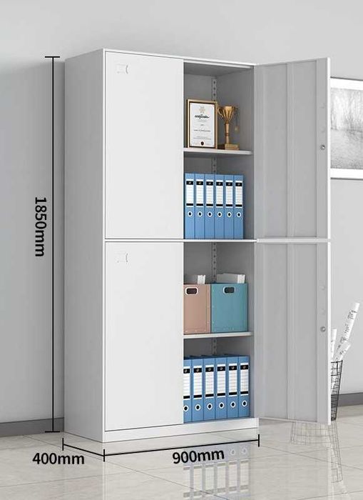 Zanglamaydigan po‘latdan kitob javoni — kuchli metall tokchalar bilan