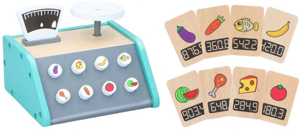 Детски дървени играчки Касов апарат Везна Тостер Кафемашина аксесоари