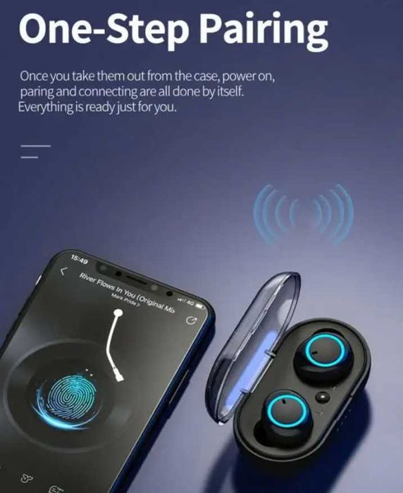 Casti Bluetooth Y50 Wireless, tws5.0, Cutie pentru Incarcare 450 mAh