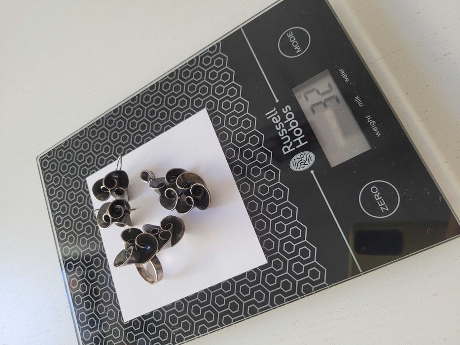 Авторски сет от сребро - Колие, пръстен, обици