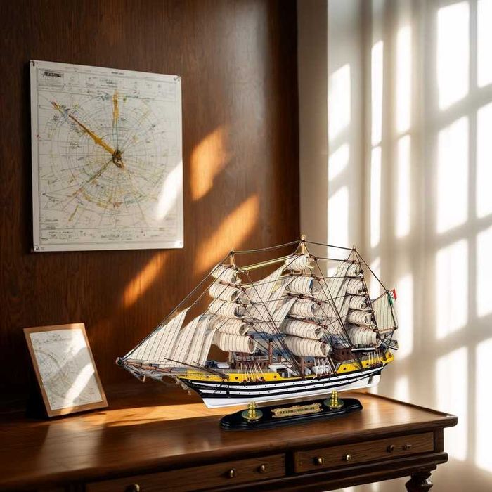 Нов Дървен Кораб за Декорация 52см