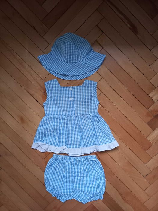 Set 3 piese bluza,  pantaloni scurti, pălărie 3-6 luni