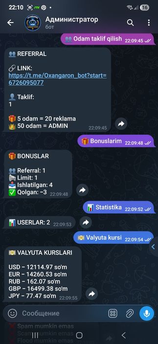 Telegram bot tayorlash