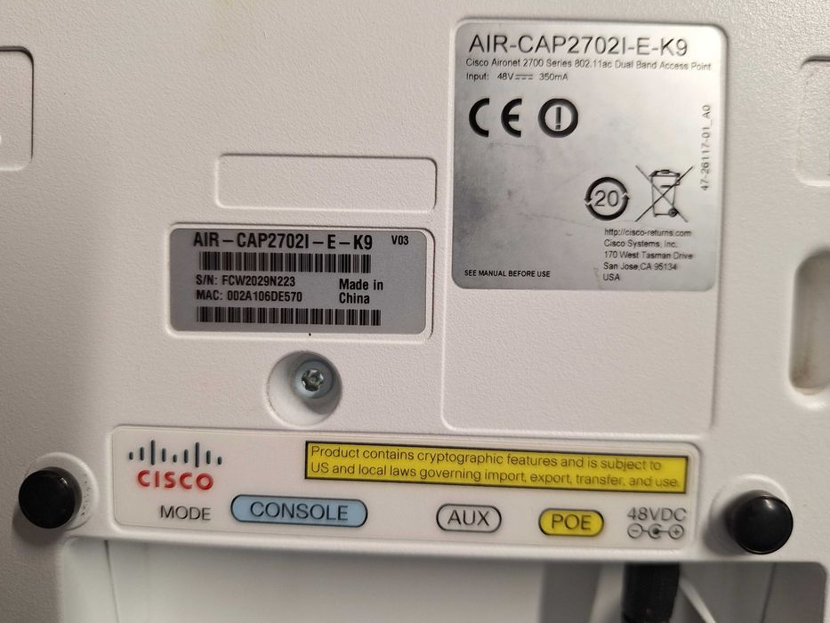 Cisco Access Point AIR-CAP2702I-E-K9 5 GHz 1300 Mbit/s 6dBi