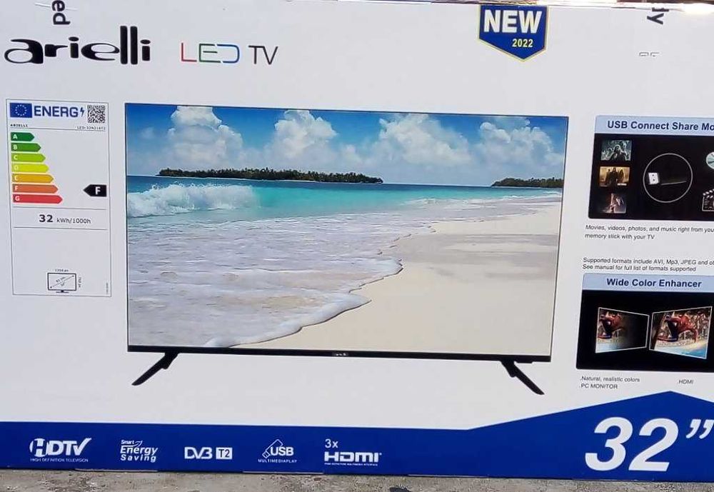 LED Телевизор ARIELLI 32 Инча , LED32N218T2 , Гаранция 36 месеца