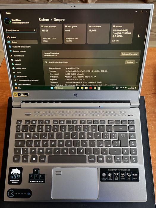 Vand laptop acer predator triton