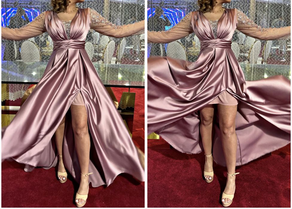 Rochie Lunga Roz Pudrat