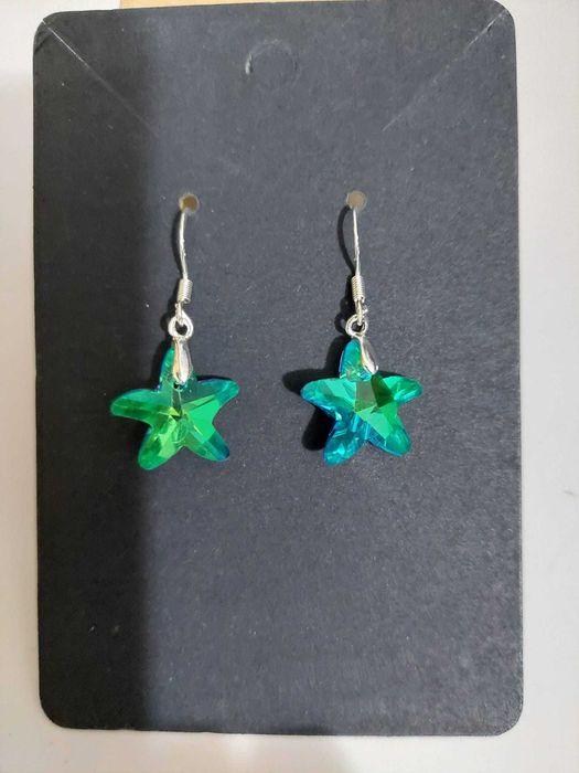 Cercei NOI  argint 925 pietre stil swarovski steluțe de mare turcoaz