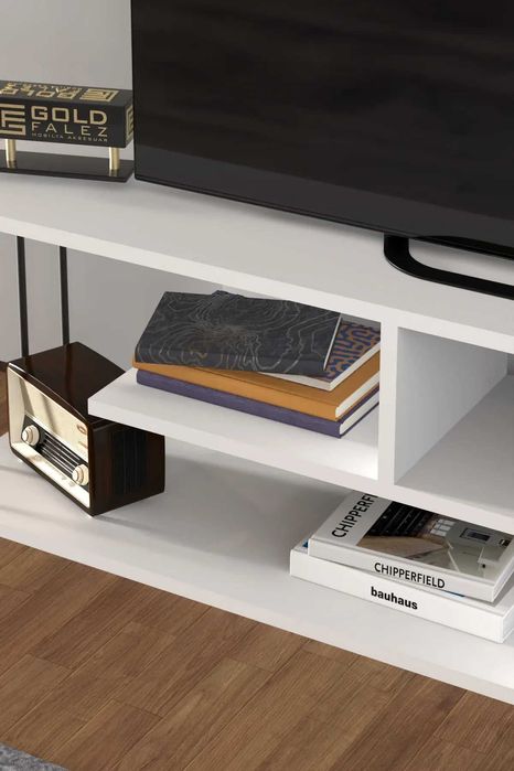 Шкаф за телевизор / Модерен ТВ шкаф в два цвята - бор/бял / ТВ секция