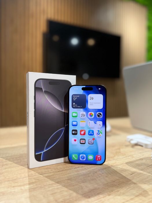**ATS GSM**IPHONE 16 Pro 128Gb Black/Baterie98%/Fact+Gar 15 luni EMAG