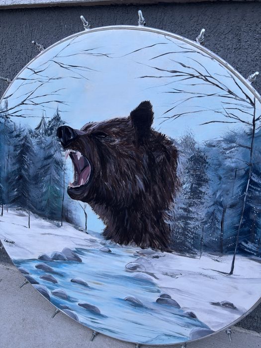 Doba din piele de capră pictată manual